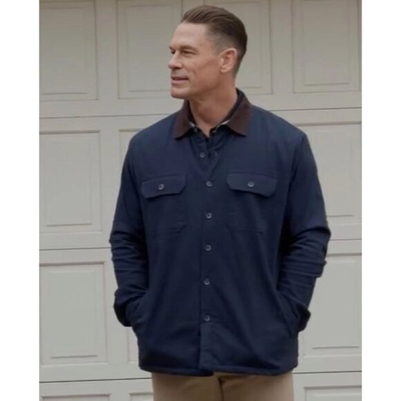 Tailor Vintage Mens Canvas Faux Shearling Fleece Lined Jacket Cord Collar Blue L - Picture 14 of 15